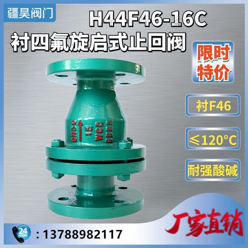 H44F46-16C碳钢铸钢衬四氟法兰止回阀旋启式耐强酸碱强腐蚀逆止阀
