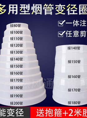 抽油烟机排烟管变径圈 烟管异径接口管道变径 铝箔管大小头转换器