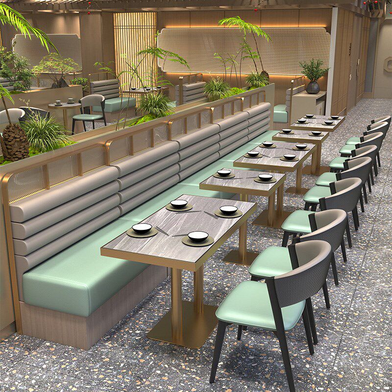 定制咖啡茶餐厅汉堡奶茶店餐饮饭店食堂靠墙板式卡座沙发桌椅组合