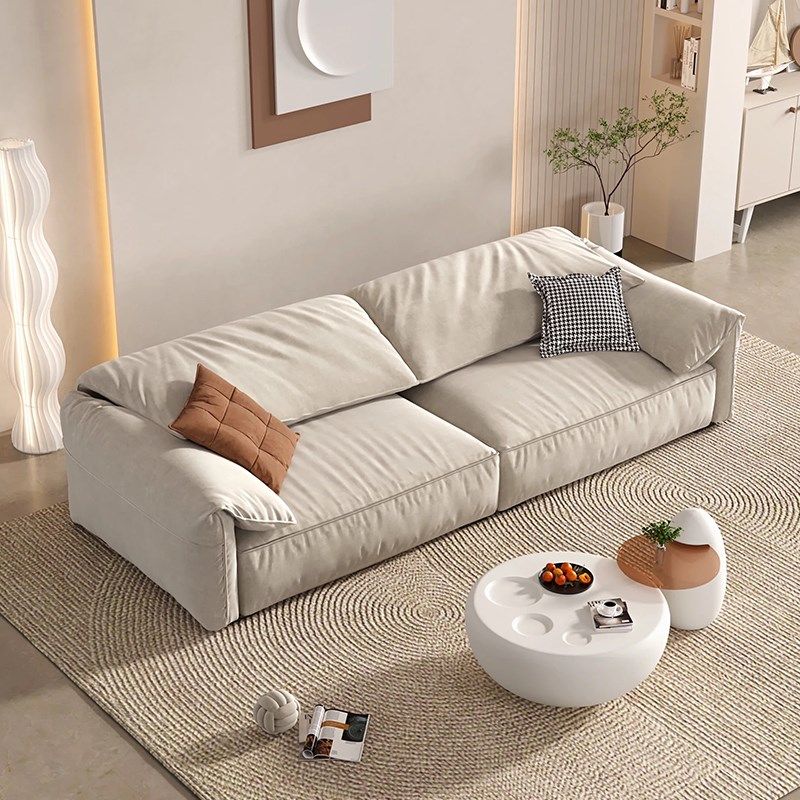 大象耳朵科技布艺沙发小户型简约现代客厅豆腐块轻奢直排奶油沙发