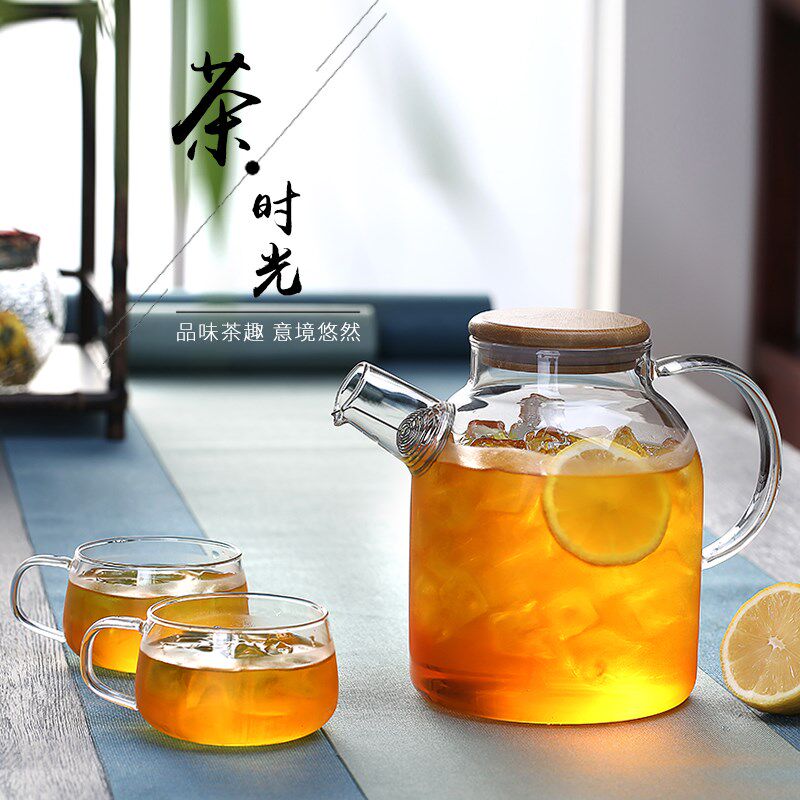 水果茶壶套装家用防爆大号玻璃泡茶器明火可加热烧煮花果冷水壶厚