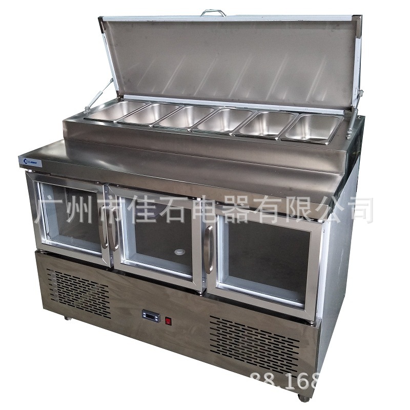 厂家供应 西餐厅保鲜设备  沙拉冷柜 110V 披萨操作台 色拉抓码柜