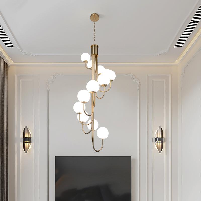 法式楼梯吊灯长吊灯简约现代旋转loft公寓挑空客厅灯小复式楼吊灯