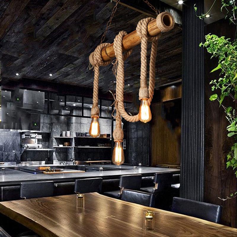 工业风复古麻绳吊灯创意个性酒吧餐厅收银吧台服装店橱窗长吊灯