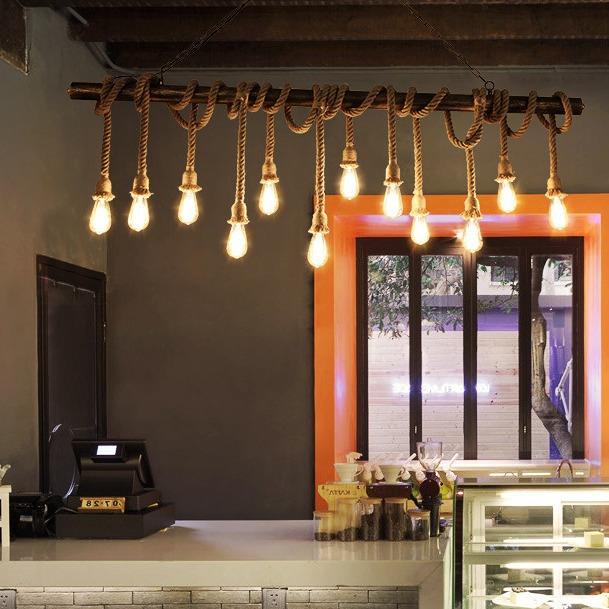 LOFT酒吧吧台服装店橱窗网咖理发店怀旧工业风装饰麻绳水管吊灯