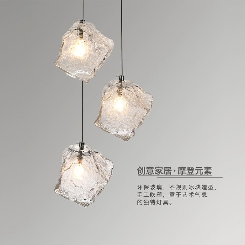 个性冰块玻璃长吊灯创意Loft别墅复式楼客厅餐厅现代简约楼梯吊灯
