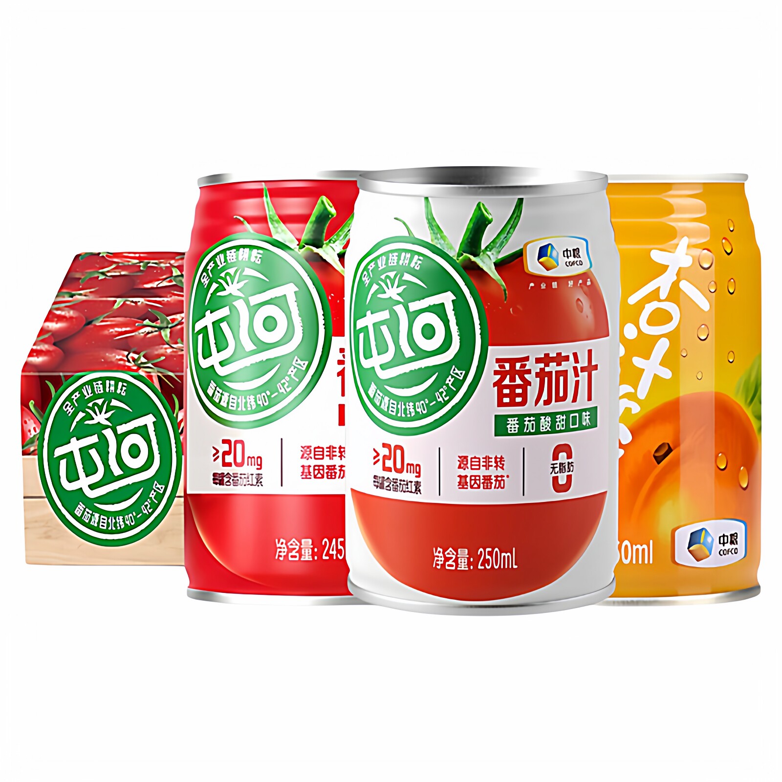 屯河番茄汁250ml*24罐整箱新疆蕃茄0脂无添加番茄汁饮料饮品12罐