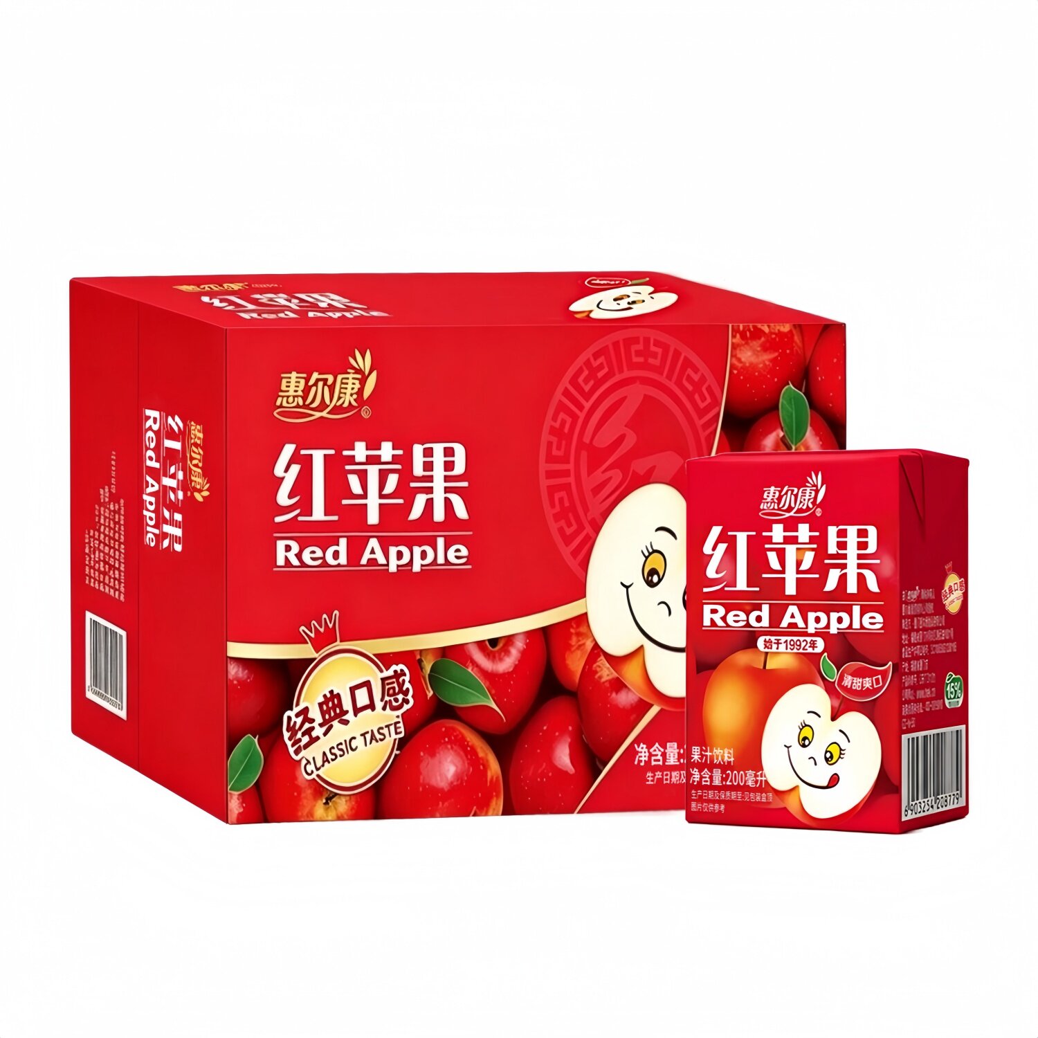 惠尔康苹果汁饮料24盒整箱