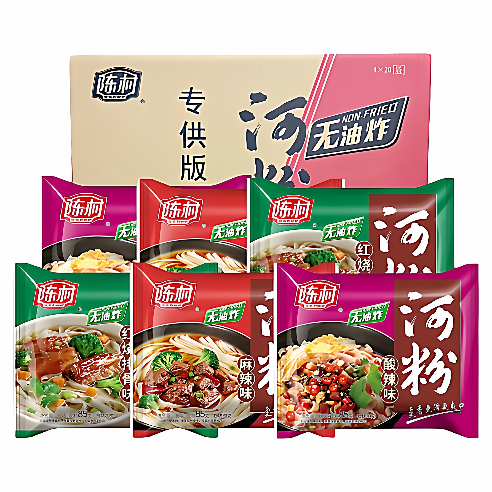 陈村河粉红烧排骨味85g*20包整箱广东河粉酸辣粉方便面泡面即食