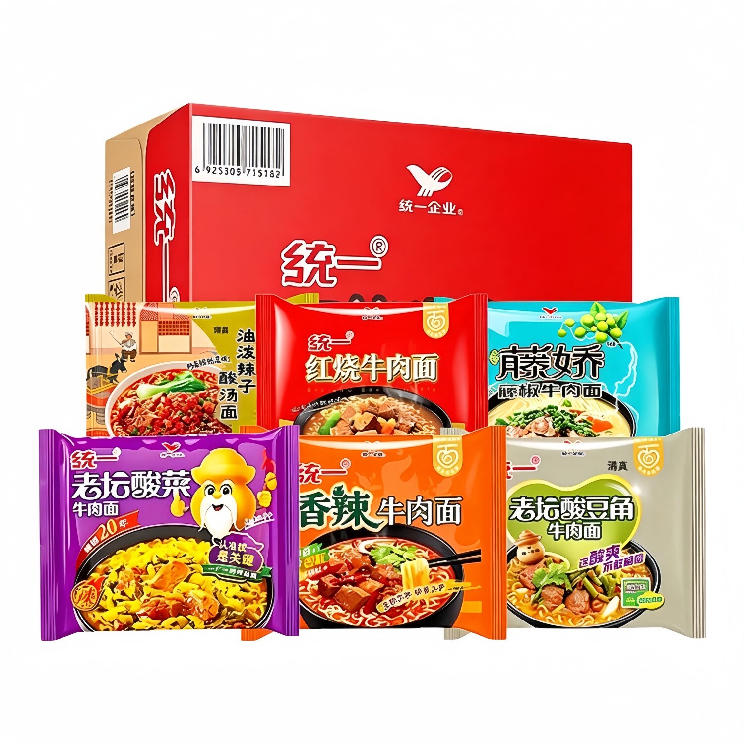 统一方便面24袋整箱6种口味混合