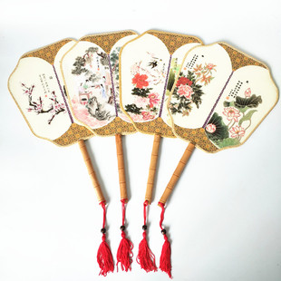 古典方形宫廷扇子面芭蕉鸟加厚印团扇舞台戏曲表演古装道具