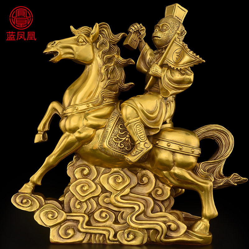 马上封侯摆件黄铜马上传令办公室客厅书房桌面送礼工艺品马到成功