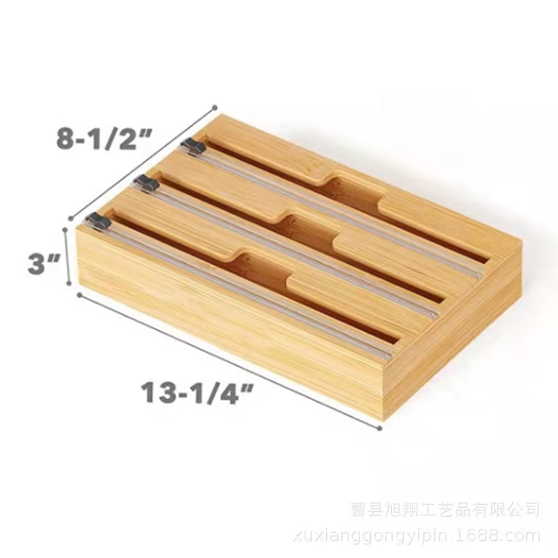 竹木切割器 保鲜膜蜡纸锡纸分配盒 木质蔬果打包机超市手动包装器