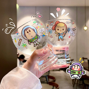巴斯光年啤酒杯玻璃杯家用大容量水杯女生高颜值杯子果汁杯牛奶杯