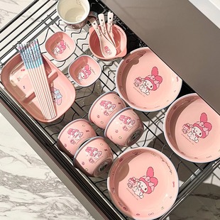 美乐蒂餐具碗碟套装家用2025新款陶瓷饭碗碗具菜盘可爱三丽鸥碗盘