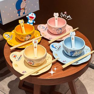 哆啦A梦碗盘碟餐具套装碗具家用订婚结婚新婚乔迁新居生日礼物