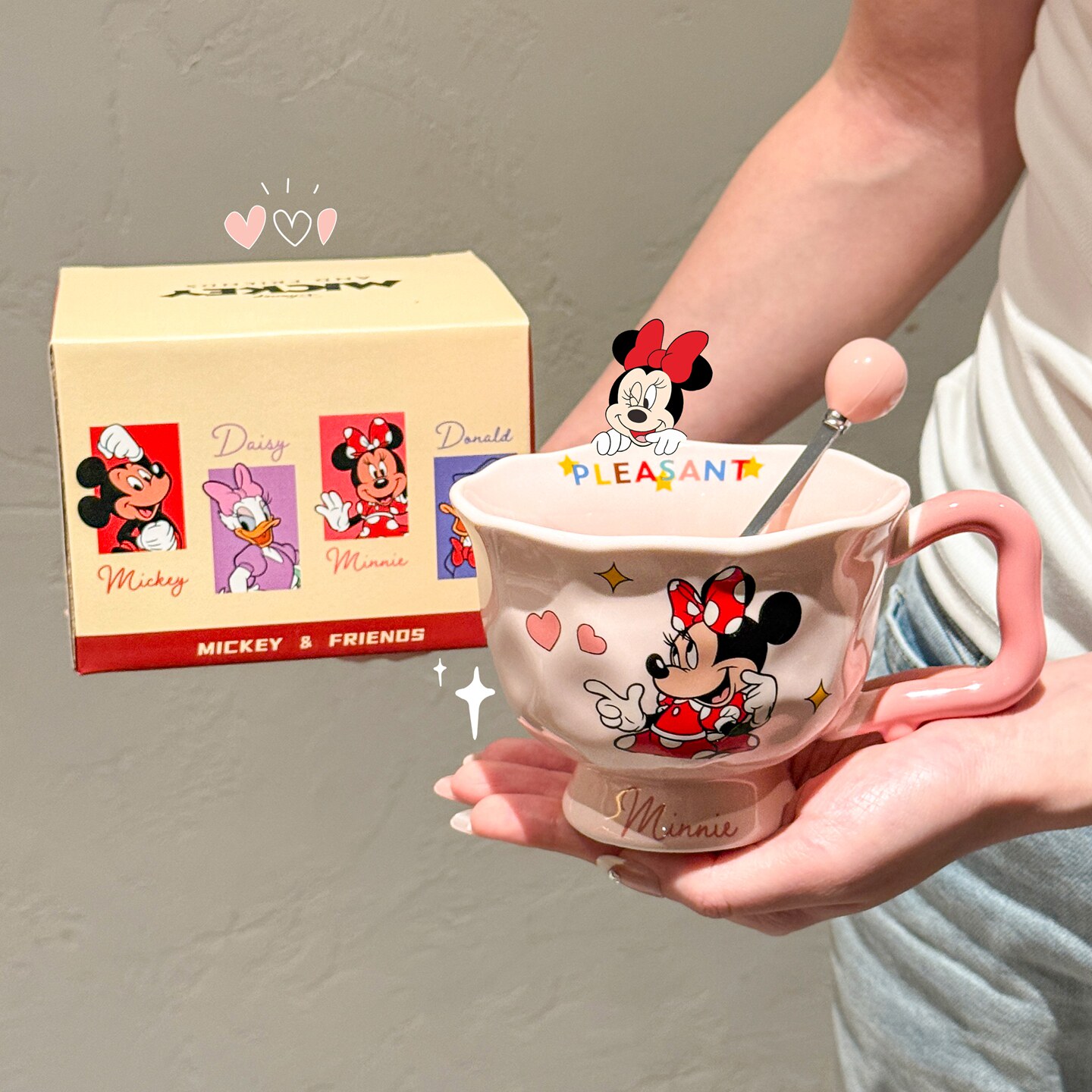 正版迪士尼马克杯陶瓷高脚杯家用高颜值杯子女情侣早餐杯牛奶杯