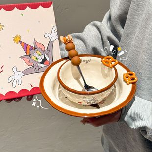 猫和老鼠可爱一人食餐具家用特别好看的碗二人食碗碟套装盘子饭碗