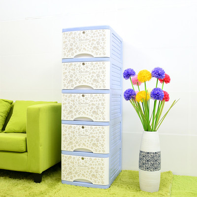 加厚带锁抽屉式收纳柜宝u宝衣柜组装多层置物柜整理塑料储物柜