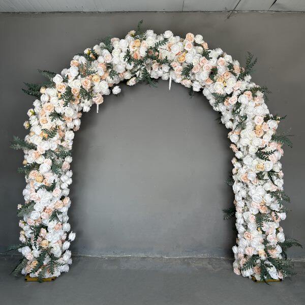 仿真双面拱门香槟色玫瑰拱门婚礼花艺背景求婚背景墙