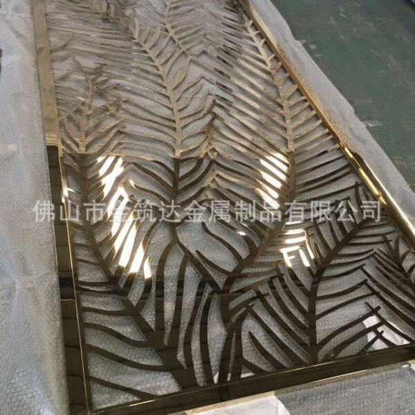 中式窗花简约现轻奢不锈钢花格镂空别墅精装金属屏风隔断