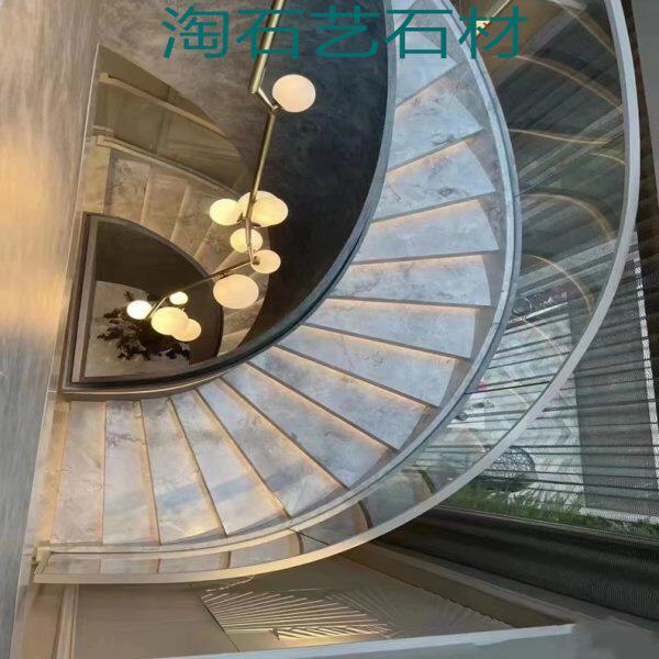 鱼肚灰天然大理石楼梯台阶踏板踢脚线踏步石材家装别墅橱柜台面石