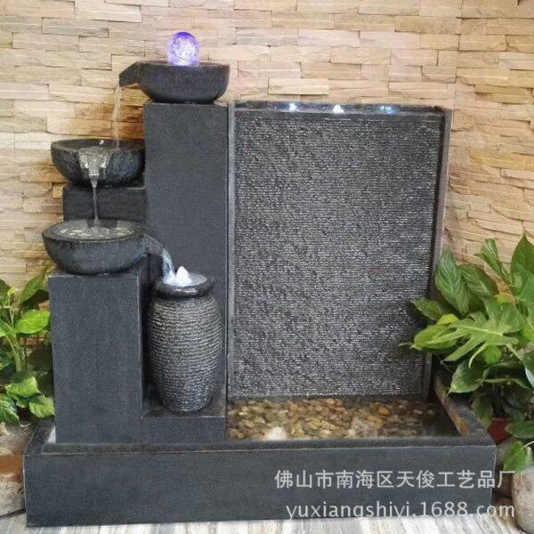 大型流水水幕墙公司装饰酒店摆设水景喷泉假山喷泉鱼池石雕工艺品