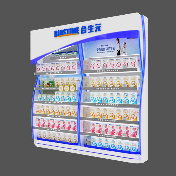 艺巧自由搭配组合展示架 母婴产品促销陈列架 超市商品木制展示柜