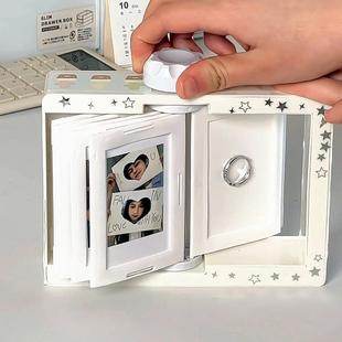 拍立得旋转相框摆台三寸照片翻页空框创意礼物diy相框摆件摆台