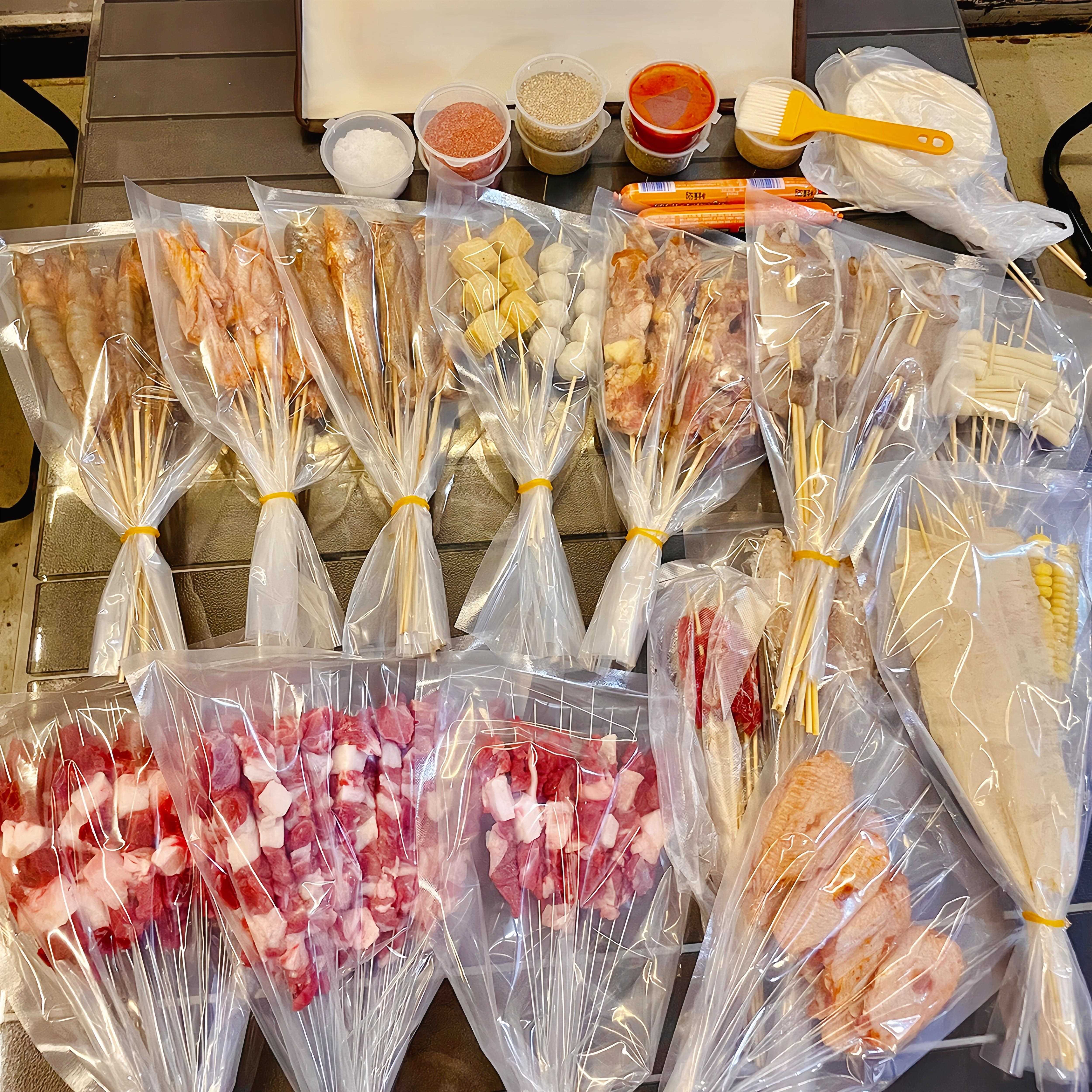 野餐烤串分装袋食物保鲜袋食品级加厚pe平口袋透明包装袋防尘保鲜