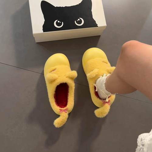 猫咪棉拖鞋女款冬季厚底防滑毛绒可爱室内家居防水保暖鞋2025新款