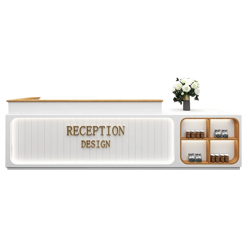 现代简约定制实木吧台收银柜台水果甜品奶茶咖啡店展示前台接待台