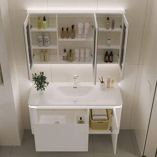 欧帝奴实木浴室柜陶瓷一体洗漱台洗手盆洗脸盆柜洗手台盆