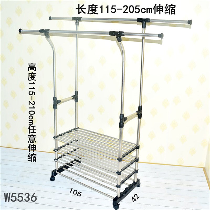 加大晾衣架折叠落地杆式不锈钢晾衣架活动伸缩室外家用