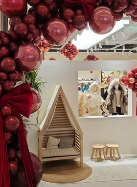 国庆红色系气球炼立柱商场活动店铺业氛围感布置珠宝店新店装饰