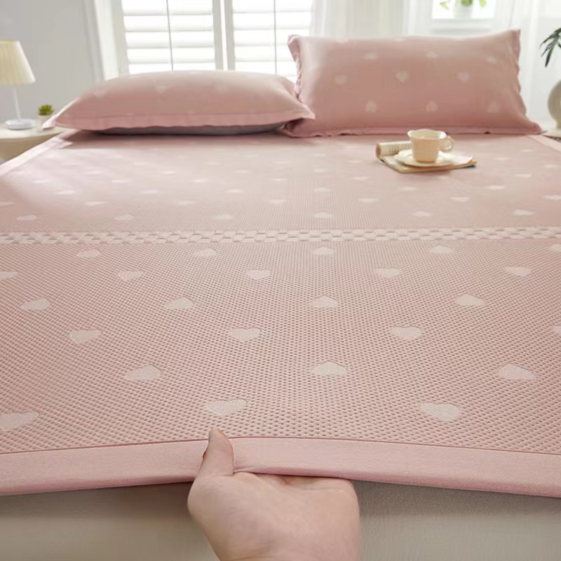 类冰豆豆凉席三件夏季冰丝席床单床笠空调软席子可水机洗折叠