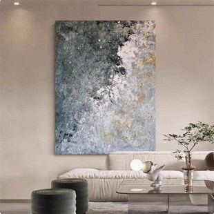 TY纯手绘油画潮茫侘寂风客厅肌理挂画玄关立体抽象艺术装饰画