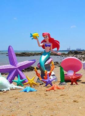 户外海洋主题装饰仿真贝壳玻璃钢雕塑沙滩卡通美人鱼摆件珊瑚模型
