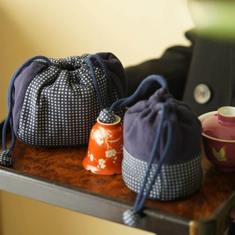 纯棉加厚茶杯功夫茶具茶壶收纳布袋子珠宝首饰文玩包装袋抽绳可携