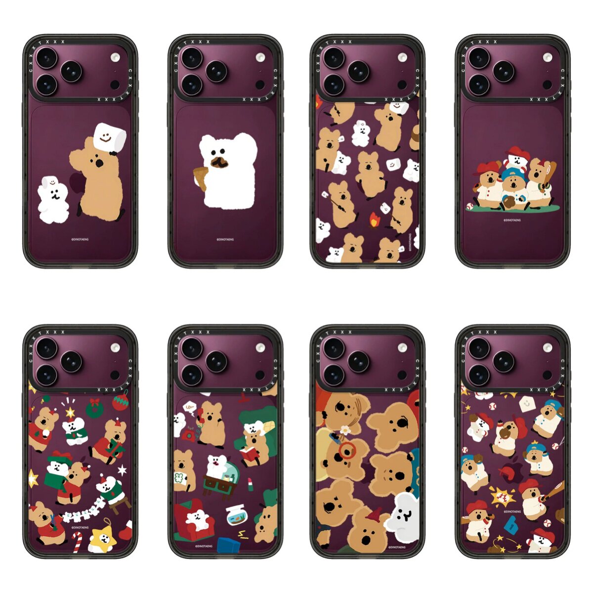 两只柿子熊头顶棉花糖勃艮第酒红色适用于苹果iPhone18/17ProMax可爱16pro磁吸手机壳15防摔14p保护套MagSafe