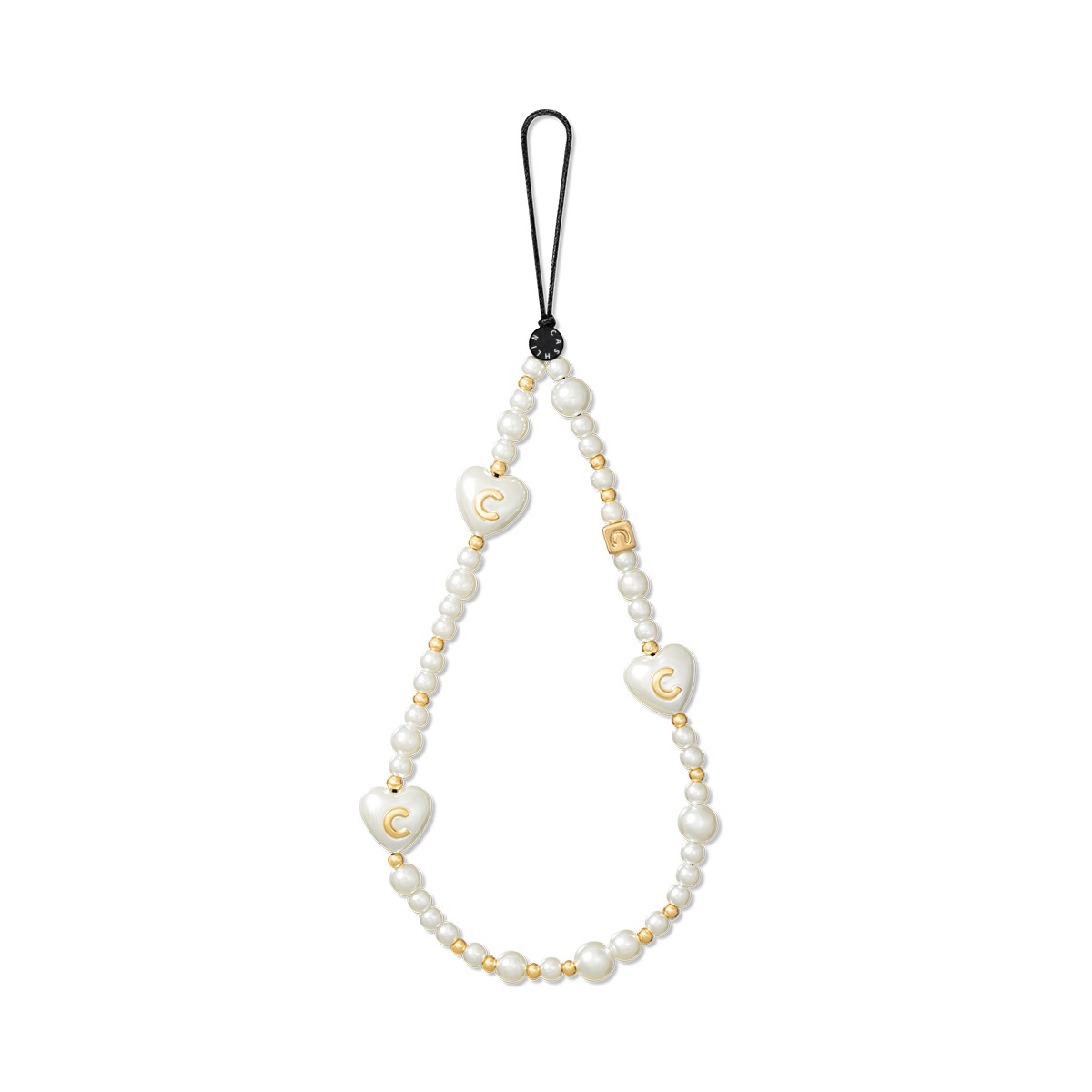 CASE 新款珍珠之心手机链适用苹果挂绳链条串珠腕带明星同款ins风