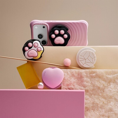 黑糖猫爪3D立体气囊简约时尚硅胶Magsafe磁吸手机折叠支架华强北