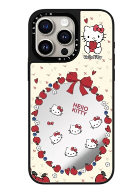 定制款苹果环绕Kitty猫镜子适用iPhone苹果17Pro手机壳14promax/15promax防摔保护壳16plus13MagSafe磁吸