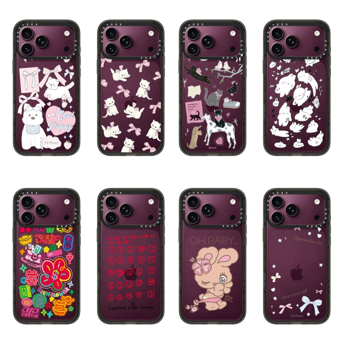 Cool Puppy 蝴蝶结小狗勃艮第酒红色适用苹果iPhone18/17ProMax卡通16pro磁吸手机壳15防摔14pm保护套MagSafe