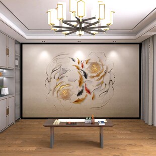 墙纸定制d立体运锦鲤电视背景墙壁纸客厅壁布装饰墙布壁画