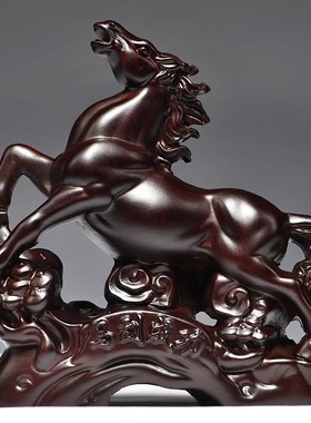 黑檀木马红木马工艺品实木雕刻木质马到成功客厅饰品家居