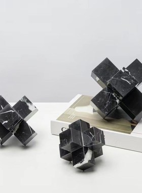 现代几何规则大理石售楼部样板间桌面瓶软装装饰品