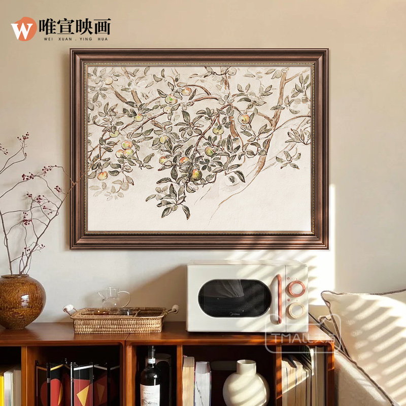 《苹果树》中古风艺术玄关装饰画法式复古客厅卧室沙发背景墙挂画图片