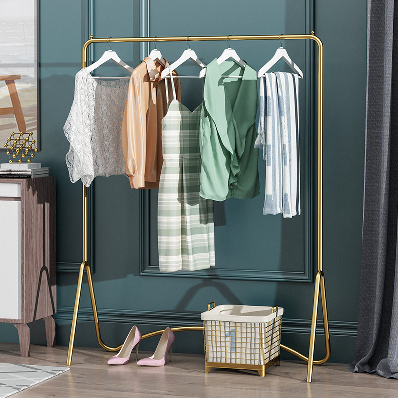 晾衣架落地折叠室内晒衣架卧室挂衣架子家用简易凉衣服单杆式阳台