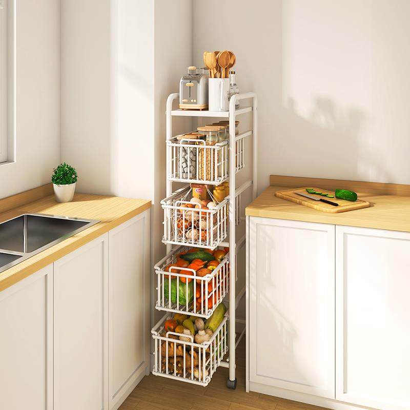 抽屉式厨房置物架落地蔬菜推车置物架可抽拉夹缝收纳架瓜果储物架,厨房/烹饪用具,厨房置物架/置物柜/角架,淘宝优惠券,粉丝福利购,淘宝优惠卷